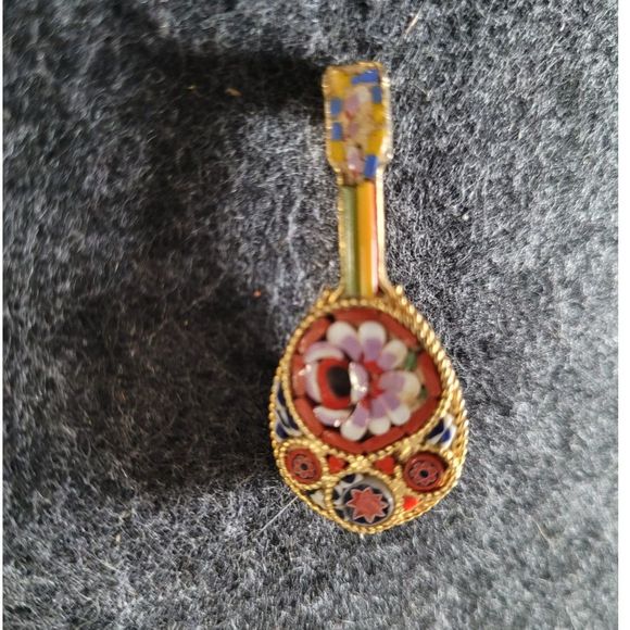 Italian Micro mosiac Art Deco millefiori mandolin brooch! Gorgeous - Picture 1 of 4